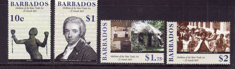 Barbados-Sc#1122-5-unused NH set-Abolition of Slavery-2007-please note th