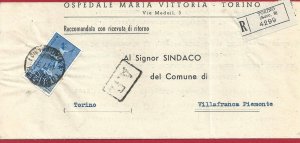 1950 No. 619 on Manuscript Recommended from Turin to Villafranca