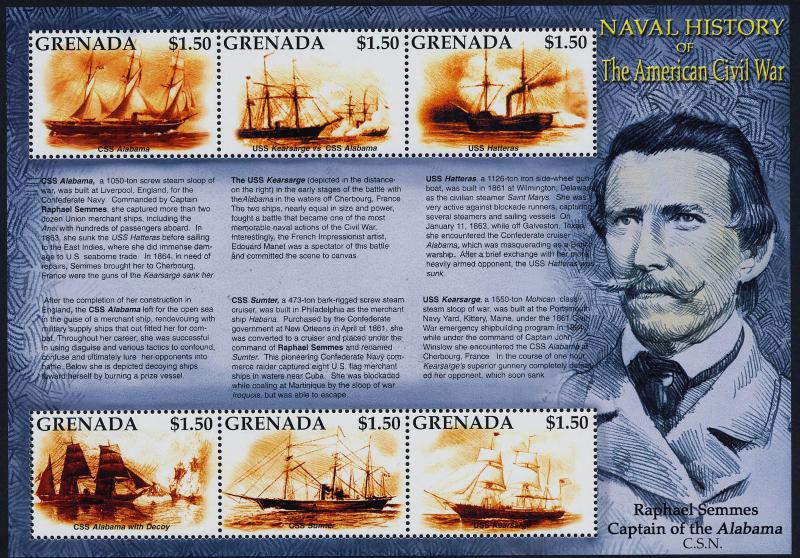 Grenada 3253 MNH Ameican Civil War, Naval History, Warships