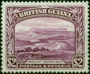 British Guiana 1950 $2 Purple SG318a P.14 x 13 Fine MM