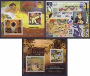 Ivory Coast 15 MNH sheets - Masterpieces of Western Art - Modernism