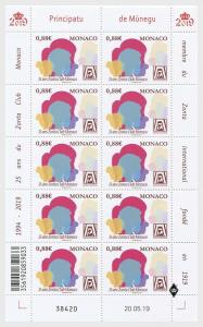 H01 Monaco 2019 25th Anniversaries of the Zonta Club Monaco Sheetlets