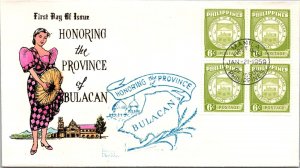Philippines FDC 1959 - Bulacan Province - 4x6c Stamp - Block - F43437
