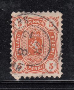 Finland 1875-81 used Scott #18 5p Coat of Arms White spot before SUOMI