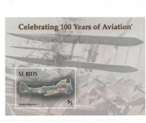 Saint Kitts 2003 - Airplane - Souvenir Stamp Sheet - Scott #557 - MNH