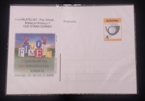 D)2009, SLOVENIA, POSTCARD, FIMERA, INTER PHILATELIC SOCIETY ASSOCIATION,