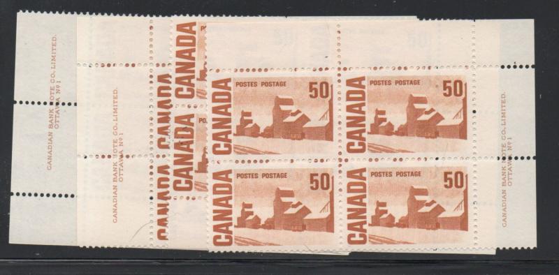 Canada Sc 465A 1967 Pl1 Grain Elevator Matched set Plate Blocks mint NH