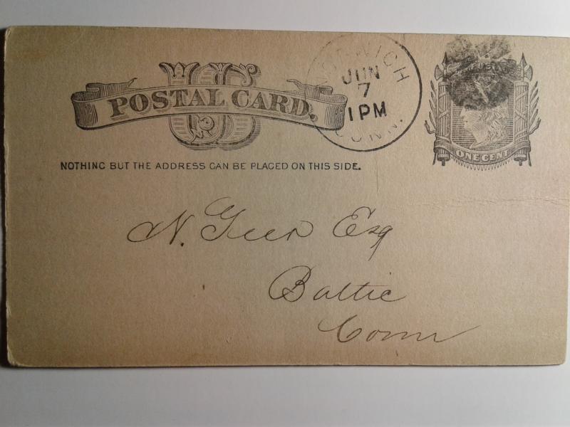 SCOTT # UX 7 USED POST CARD CANCEL 1882 AMAZING !!