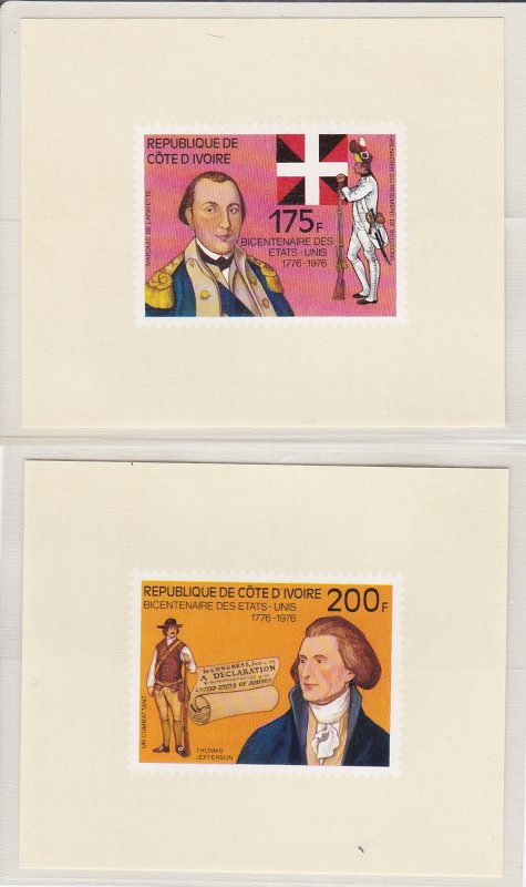 Ivory Coast # 421-425, American Bicentennial, Mini Sheets, IMPERF, Mint  NH,
