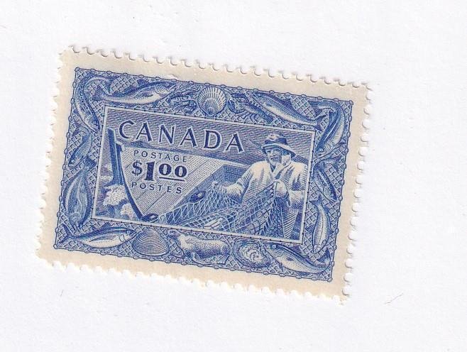 CANADA # 302 VF-MNH $1 FISHING ISSUE CAT VALUE $60 AT 20% LUV SALMON