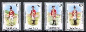 St Lucia Uniforms 1986 Imprint dates (not issued) 15c 60c 80c and 20 dollars U/M