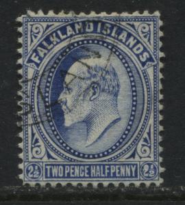 Falklands KEVII 1904 2 1/2d deep blue used