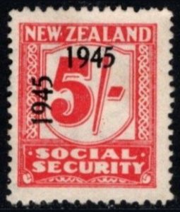 1945 New Zealand Revenue 5 Shillings Social Security Used