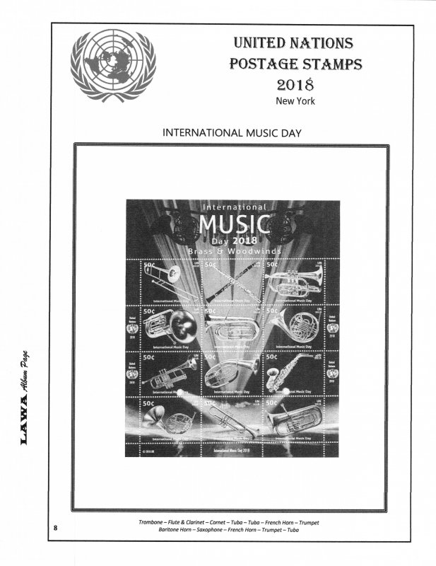 2018 UNITED NATIONS  ISSUES SUPPLEMENT – LAWA Album Pages