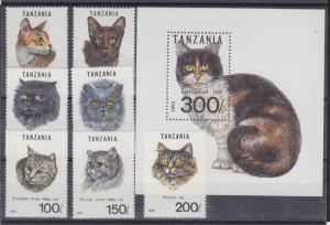 Tanzania Sc 967A-967H, 985I-985P, 1128-1135, MNH. 1992-93 Cats, Bicycles, Reptil