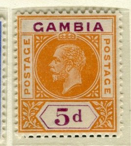 GAMBIA; 1921 early GV issue fine Mint hinged 5d. value