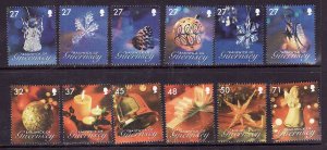 Guernsey-Sc#959-70-unused NH set-Christmas-Decorations-2007-