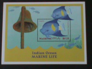 MALDIVES-INDIAN OCEAN MARINE LIFE-ANGELFISH MNH S/S VF- WE SHIP TO WORLDWIDE