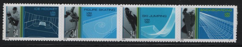 US   3555a  MNH   WINTER OLYMPICS  STRIP OF 4, 2002