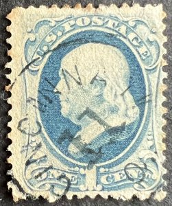 Scott#: 145 - Benjamin Franklin, w/o Grill 1¢ 1870 used single stamp - Lot 12