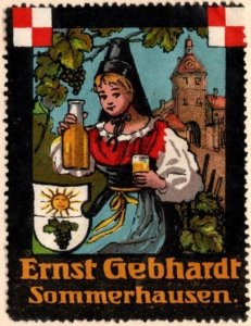 Vintage Germany Poster Stamp  Ernst Gebhardt Owner Restaurant Sommerhausen