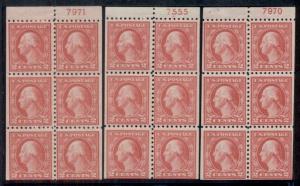 US #463a 2¢ carmine, Booklet Panes of 6 each w/diff Plate No., og LH Scott $330+