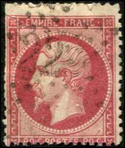 France SC# 28  Emp Napoleon 80c Type I short perfs SCV $37.50 Used