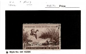 United States Postage Stamp, #RW9 Used, 1942 Duck Hunting (AB)