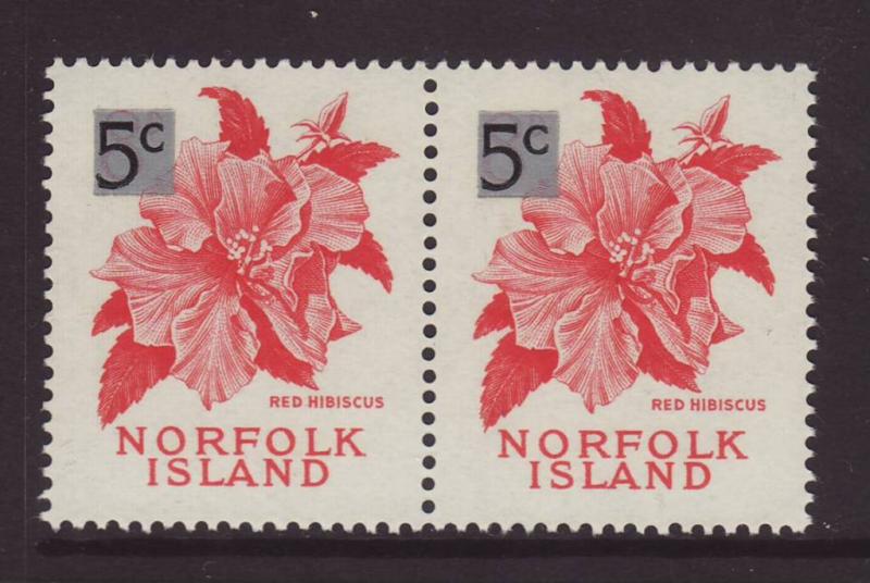 1966 Norfolk Is 5c on 8d Pair U/M