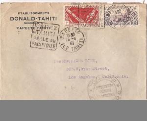 French Oceania 1941 2F + 50c cover to USA (baj) 