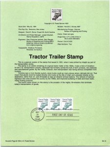 USPS SOUVENIR PAGE TRACTOR TRAILER 10c COIL STRIP (3) TRANSPORTATION SERIES 1994