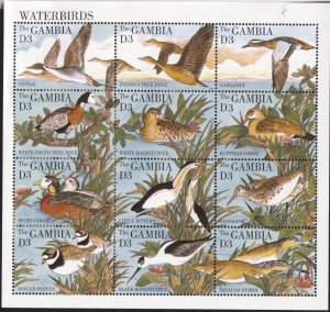 Gambia 1617 (mnh sheet of 12) water birds (1995)