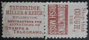 New Zealand 1893 One Penny pair with Truebridge and Moss adverts CP DA2j used