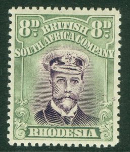 SG 315 Rhodesia 1923. 8d violet & grey-green. Lightly mounted mint CAT £75