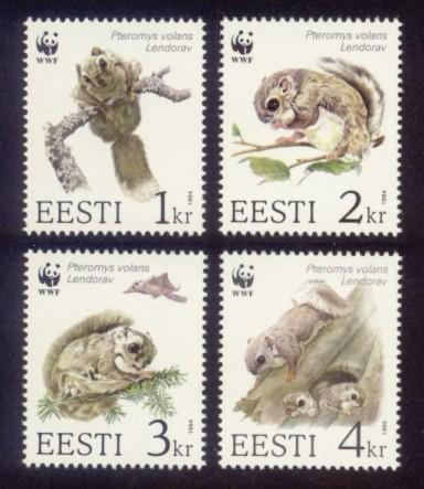 Estonia Sc# 270-3 MNH WWF / Flying Squirrel