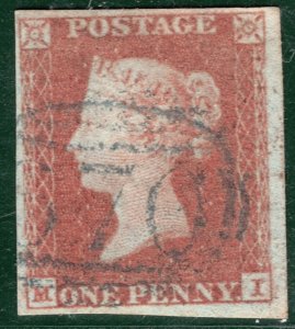 GB QV PENNY RED SG.8 1d (MI) Used BLUE *670* Numeral ST.AUSTELL Cornwall YOR46