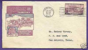 783 OREGON TERRITORY 3c 1936, LEWISTON, ID, IOOR FIRST DAY COVER.