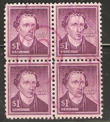 US #1052 Used block. Patrick Henry