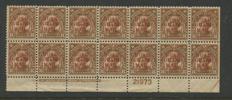 Guam Guard Mail M10 Mint Plate Block of 14 Stamps LV8837