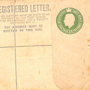 GB IRELAND Cover KGV 5d *Emerald-Green* Die Registered Stationery Envelope WY257