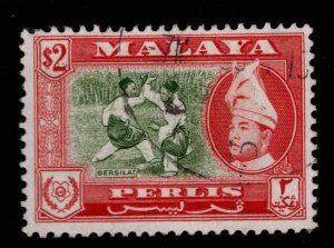 MALAYA  Perlis  Scott 38 Used $2 Silat stamp
