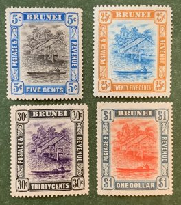 Brunei 1907-10 set of 11.  Unused, toned. Scott 13/36, CV $259.75. SG 23-33