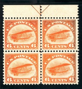 USAstamps Unused VF US 1918 Airmail Jenny Arrow Block Scott C1 OG MVLH, NH