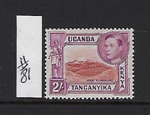 KENYA UGANDA TANGANYIKA- SCOTT#81 1938-54 GEORGE VI 2SH- PERF 13 1/2X13-  MH