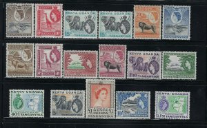 KENYA UGANDA - SCOTT #103-119 1954-59 QEII PICTORIALS - MINT NH/LH/HINGED