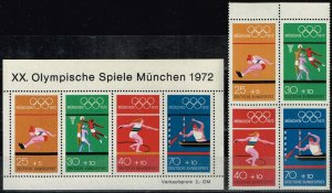 Germany 1972,Sc.#B490; B490 MNH s./s. and booklet pane. Olympic Games, Munich