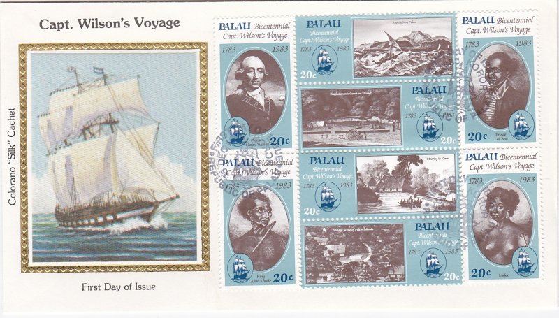 Palau # 40a, Capt. Wilson's Voyage, Colorano Silk Cachet First Day Cover