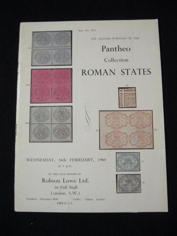 ROBSON LOWE AUCTION CATALOGUE 1960 ROMAN STATES 'PANTHEON'