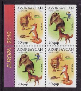 Azerbaijan-Sc#919-20 -unused NH block of 4-Animals-Europa-2010-