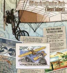 Burundi 2012 MNH Aviation Stamps London Paris Flight Henri Salmet Bleriot 1v S/S